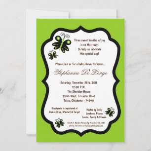5x7 Electric Green Butterfly Baby Shower Invitation