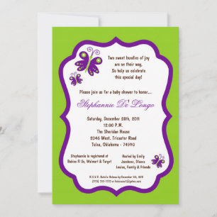 5x7 Electric Green Butterfly Baby Shower Invitation