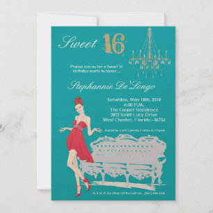 5x7 Elegant Party Sweet 16 Birthday Invitation