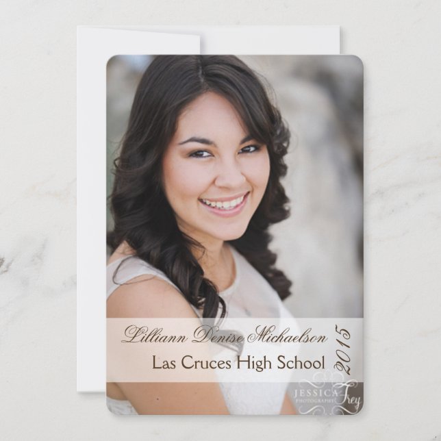 5x7 Elegant Photo Portrait Senior Announcement (Front)