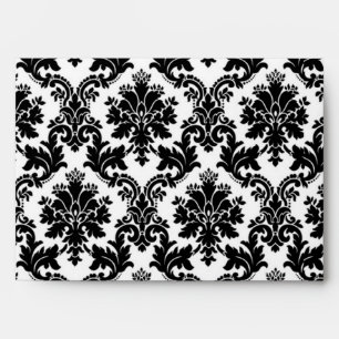 5x7 Envelope Black Damask Outside Black Inside