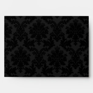 5x7 Envelope Black Damask Outside Purple Inside