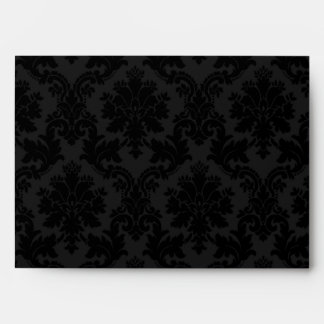 5x7 Envelope Black Damask Outside Red Inside