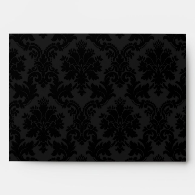 5x7 Envelope Black Damask Outside White Inside (Front)