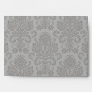5x7 Envelope Grey Damask Outside Hot Pink Inside