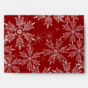 5x7 Envelope Option 1 Christmas Red Snowflakes