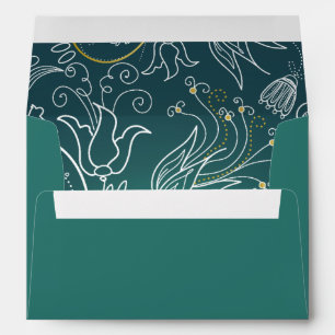 5x7 Envelope Option 1 Teal/Yellow Mustard Floral