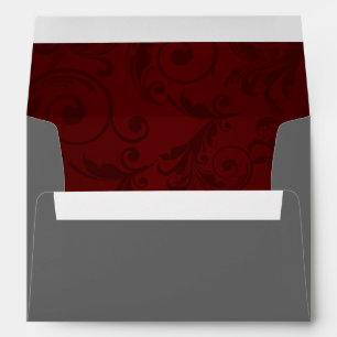 5x7 Envelope Option 2 Dark Maroon Grey Swirls Red