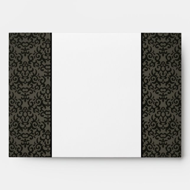 5x7  Envelope Option 4 Black and Grey Damask (Front)