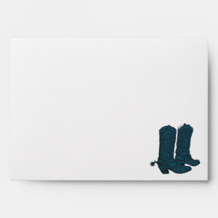 5x7 Envelope Option 4 Western Blue Cowboy Boots s