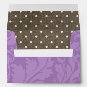 5x7 Envelope Purple Damask Lace Brown Polka Inside
