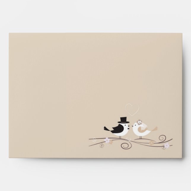 5x7 Envelope Tan Wedding Bird Outside Brown Inside (Front)