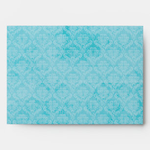 5x7 Envelope Teal Blue Damask White Damask Inside
