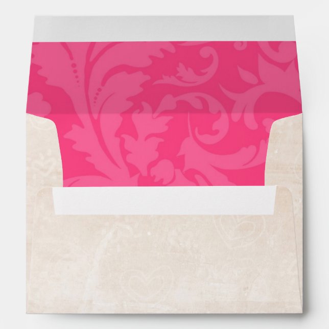 5x7 Envelope White Damask Outside Pink Dama Inside (Back (Bottom))