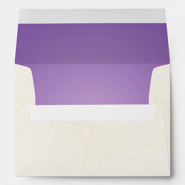 5x7 Envelope White Damask Outside Purple Inside (Back (Bottom))