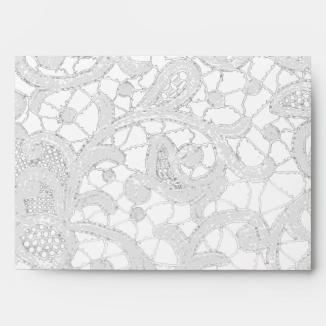 5x7 Envelope White Lace Outside Grey Inside (Front)