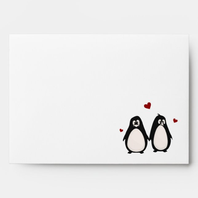 5x7 Envelope White Pengiuns Outside Red Inside (Front)