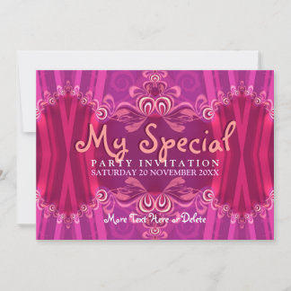 5x7 Exotic Pink Girls Boudoir Party Invitation