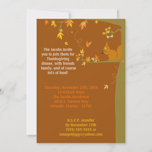 5x7 Fall Leaves Thanksgiving Party Invitation (Front)