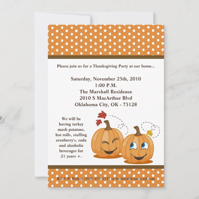 5x7 Fall Pumpkins Harvest Thanksgiving Invitation (Front)