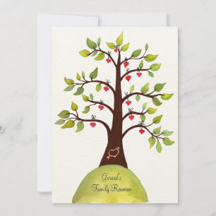 5x7 Family Reunion Watercolor Heart Tree Invite