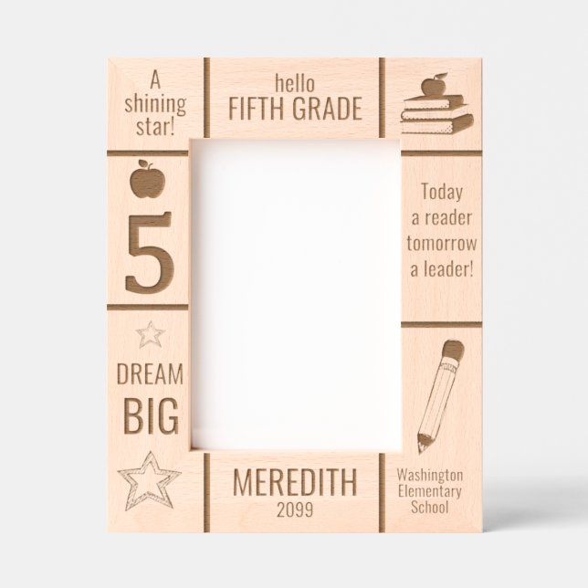 5x7 FIFTH GRADE Elementary School Photo Custom Etched Frames (Front)