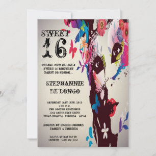 5x7 Floral Masquerade Sweet 16 Birthday Invitation