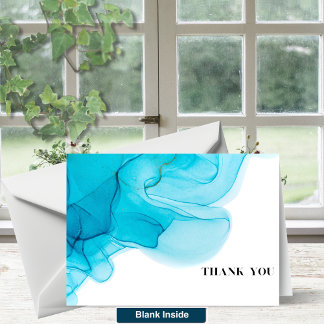 5x7 Folded Thank You Card Blue Splash