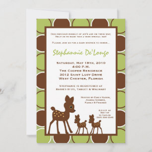 5x7 Forrest TWINS Baby Deer Baby Shower Invitation