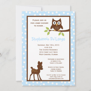 5x7 Forrest Woodland Animal Baby Shower Invitation
