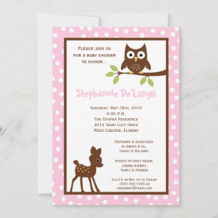 5x7 Forrest Woodland Animal Baby Shower Invitation