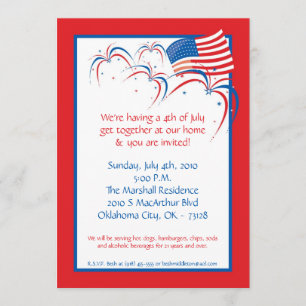 5x7 Fourth 4th of July Party Barbecue Invitation