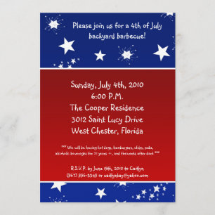 5x7 Fourth 4th of July Party Barbecue Invitation