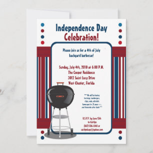 5x7 Fourth 4th of July Party Barbecue Invitation