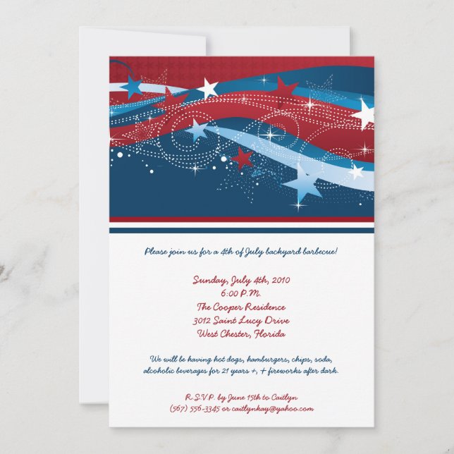 5x7 Fourth 4th of July Party Barbecue Invitation (Front)