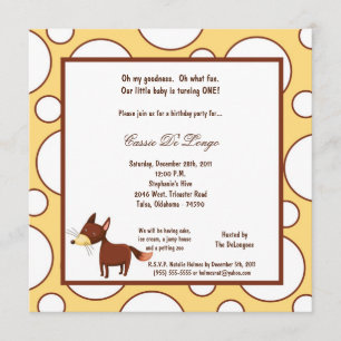 5x7 Fox Pok-a-Dot Birthday Party Invite