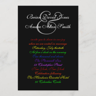 5x7 Gay Wedding Rainbow LGBT Pride Basic Paper Invitation