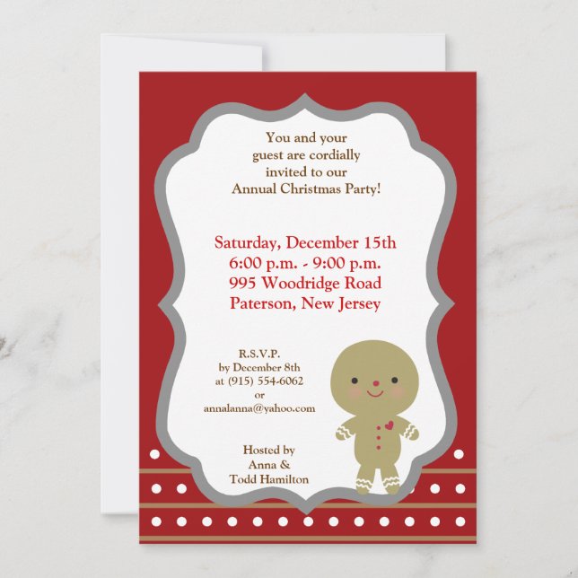 5x7 Ginger Bread Man Invitation (Front)