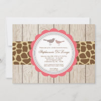 5x7 Giraffe Bird Couple Bridal Shower Invitation