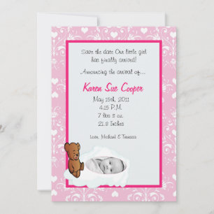 5x7 Girl Circle PHOTO on Cloud Birth Announcement