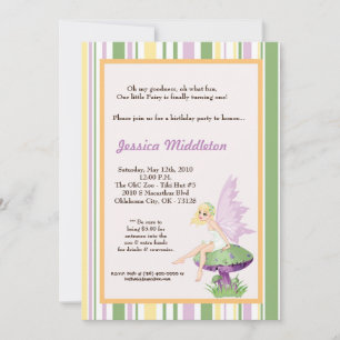 5x7 Girl Fairy Birthday Party Invitation
