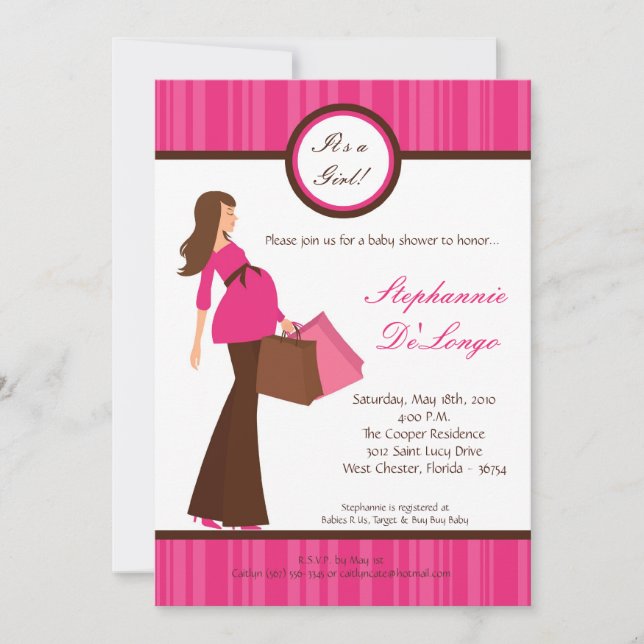 5x7 Girl Modern Mod Mum Baby Shower Invitation (Front)