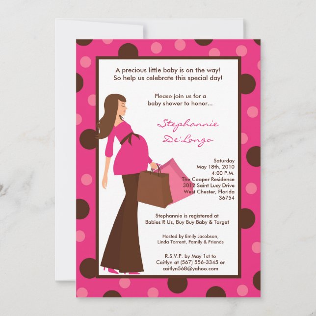 5x7 Girl Modern Mod Mum Baby Shower Invitation (Front)