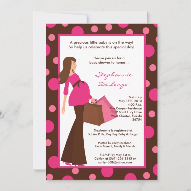5x7 Girl Modern Mod Mum Baby Shower Invitation (Front)