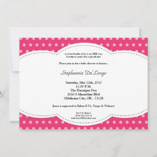 5x7 Girl Pink Polkadot Poke Baby Shower Invitation