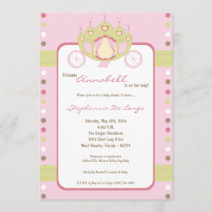 5x7 Girl Princess Carriage Baby Shower Invitation