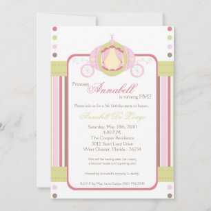 5x7 Girl Princess Carriage Birthday Invitation