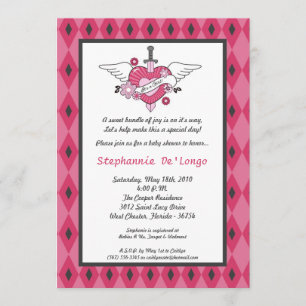 5x7 Girl Punk Rock Tattoo Baby Shower Invitation