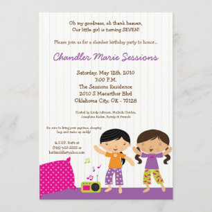 5x7 Girl Slumber Make Up Birthday Party Invitation