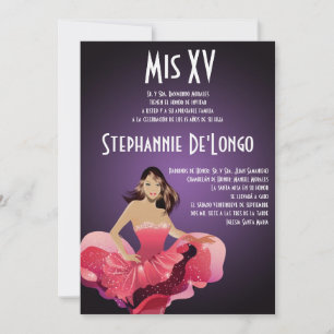 5x7 Glamour Girl Quinceanera Birthday Invitation